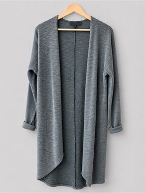 Sunday in Brooklyn Ribbed Open Front Longline Cardigan Relaxed Layering Sweater